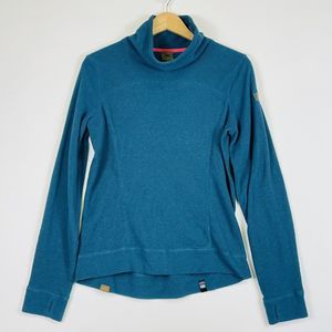 Roxy‎ Teal Blue Polartec Ribbed Fleece Turtleneck Pullover Sweater Womens Medium